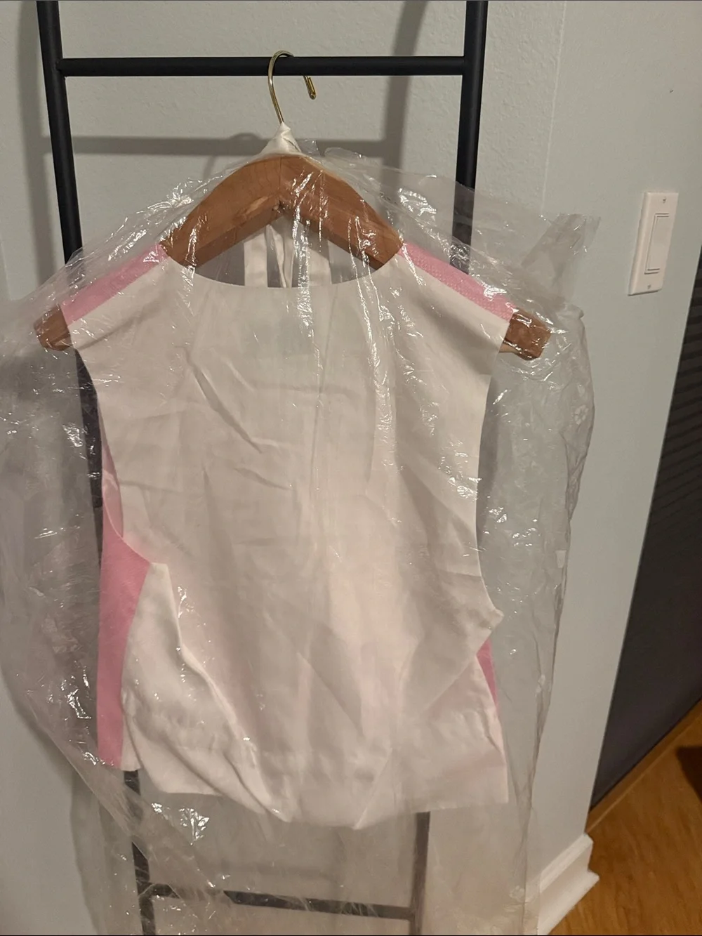 Pronto Uomo Pink Sleeveless V-Neck Vest with Bow and Striped Tie